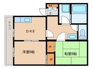 深大コーポBの物件間取画像